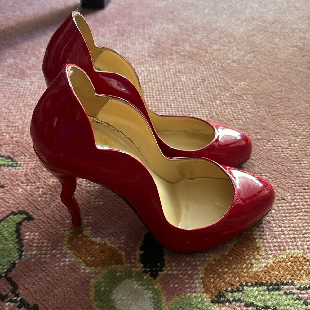 Red Patent pumps with 4” heel